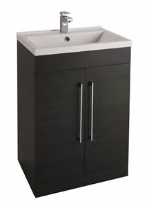 Idon 2 Door Vanity unit & Washbasin Matt Black - 60 cm