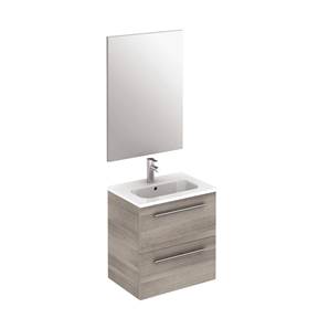 Paris Wall Hung Unit, Basin & Mirror 2 Drawer Sandy Grey - 50 cm