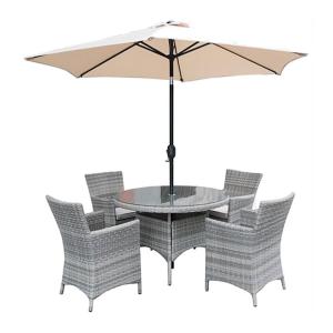 Capri 4 Seater Round Rattan Furniture Set - 1.1m