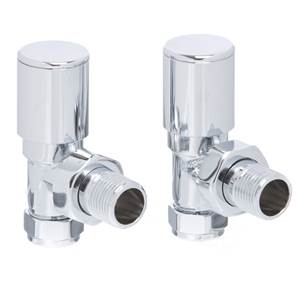 Pair Modern Angled Radiator Valves Chrome