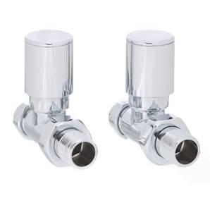 Pair Modern Straight Radiator Valves Chrome