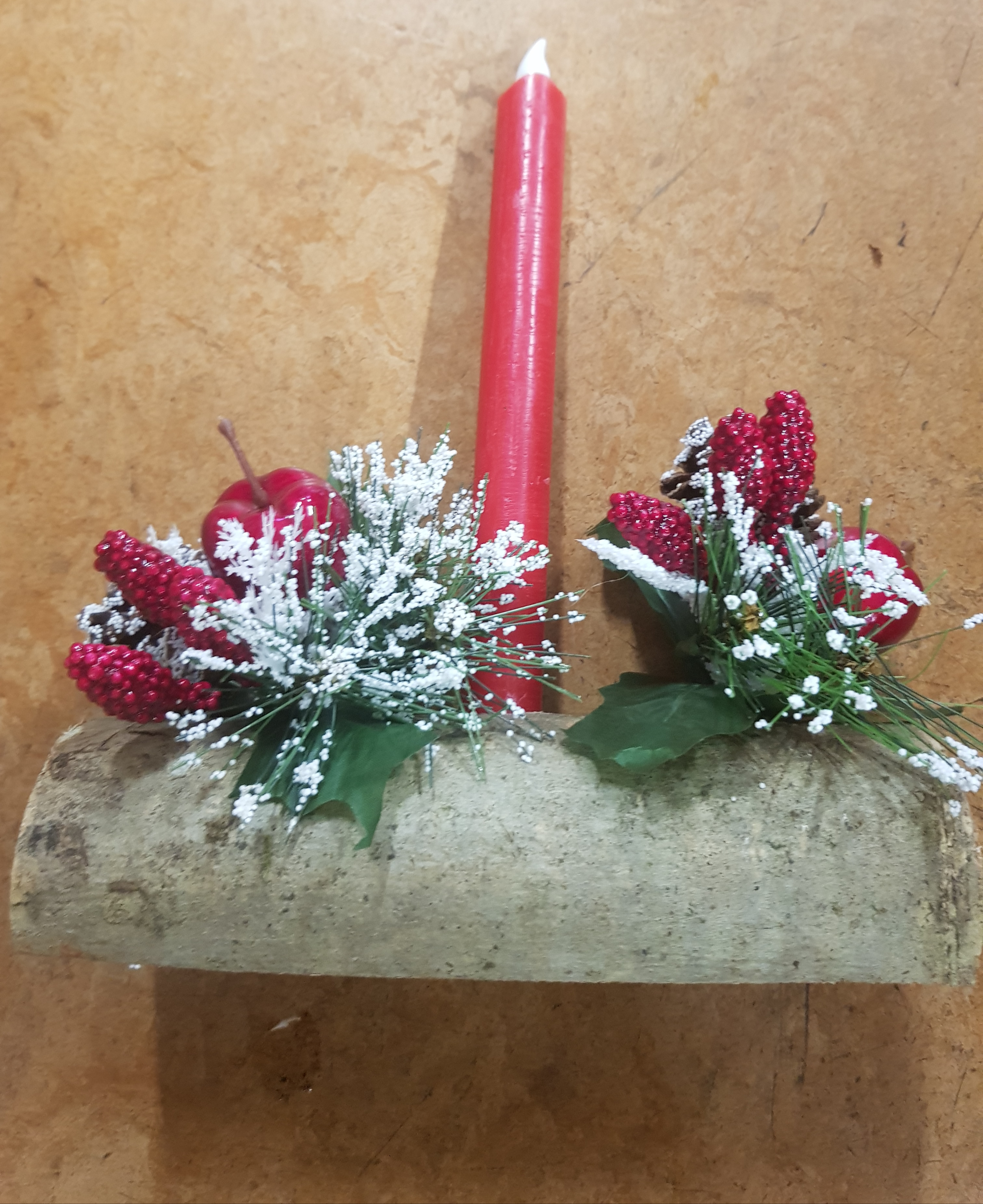 Single Candle Christmas Log with timer