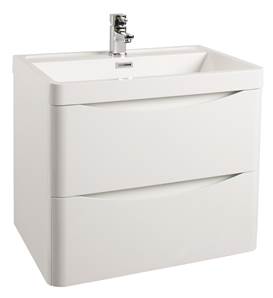 Bali Wall Hung Vanity Unit & Basin Gloss White - 60 cm