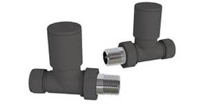 Pair Straight Anthracite Radiator Valves