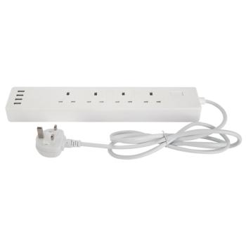 TCP Smart WiFi Extension Lead with 4 Sockets and 4 USB Ports - 1.8 m