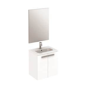 Paris Wall Hung Unit, Basin & Mirror 2 Door White - 50 cm