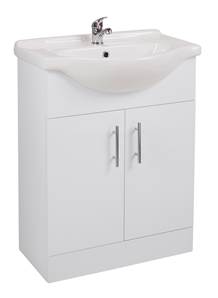 Kass White Vanity Unit & Washbasin - 65 cm