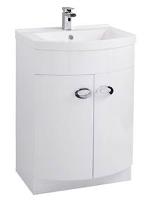 Pebble D-Shaped Vanity Unit & Washbasin Gloss White