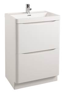 Bali Floor Standing Vanity Unit & Basin Gloss White - 60 cm