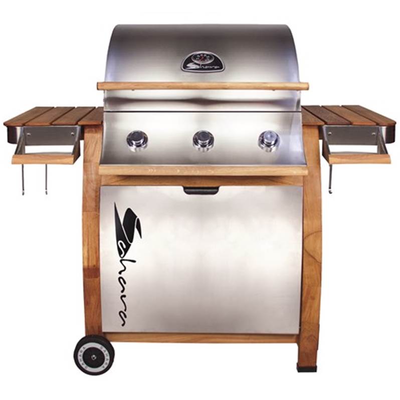 Sahara 3 Burner Gas Barbecue (Oak & Stainless Steel)