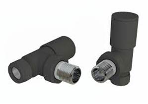 Pair Angled Anthracite Radiator Valves