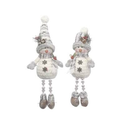 DANGLY LEG GREY SNOWMEN 38CM