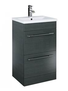 Cairo Gloss Grey 2 Drawer Floor Unit & Basin - 50 cm